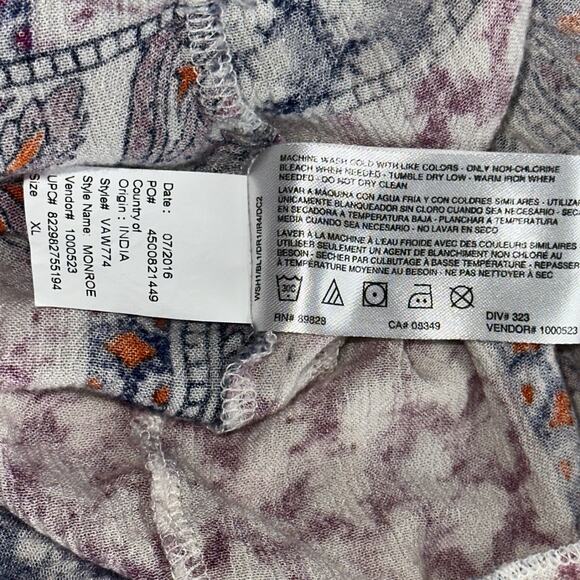 Vintage America Blues Patchwork Boho Peasant Top XL - Picture 6 of 9